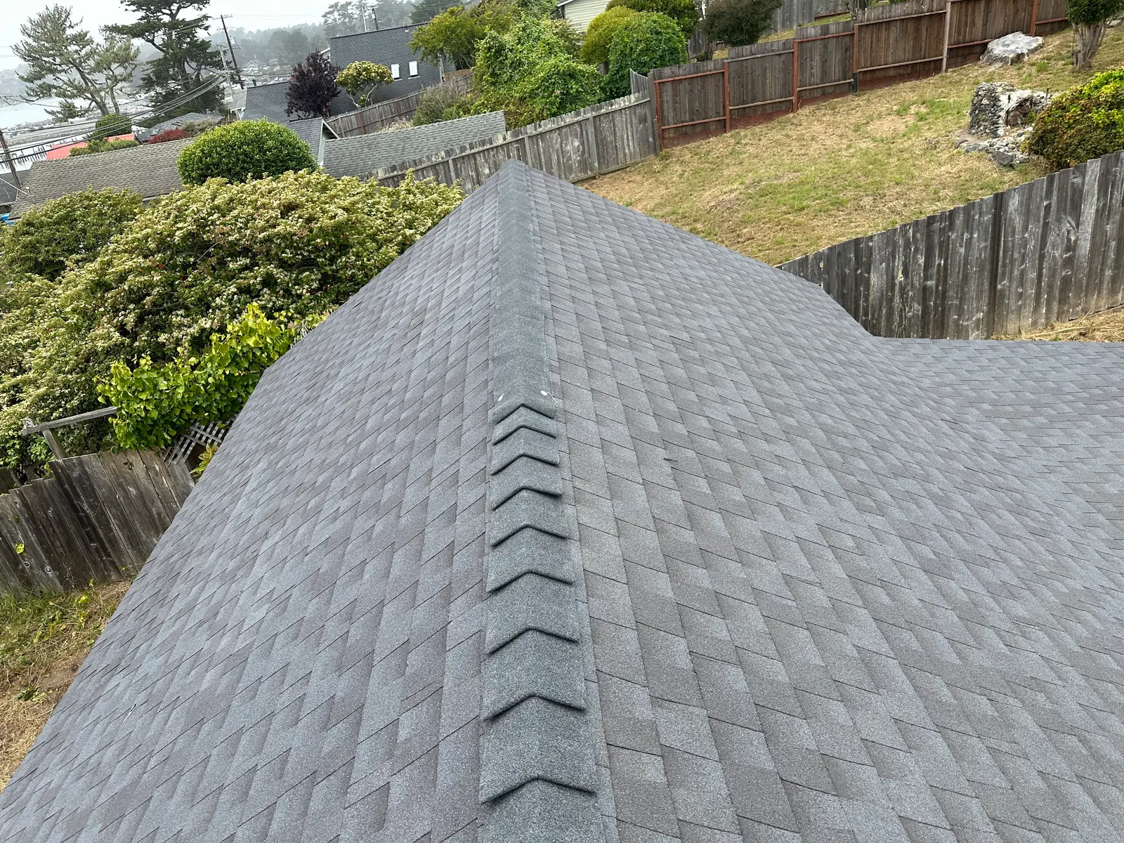 Completed hip roof near Bodega Bay on the Sonoma Coast