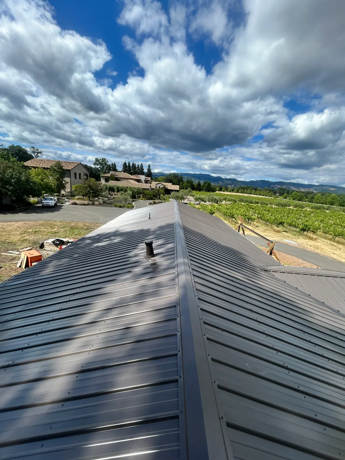 Standing-seam metal roof at a Healdsburg wine country property
