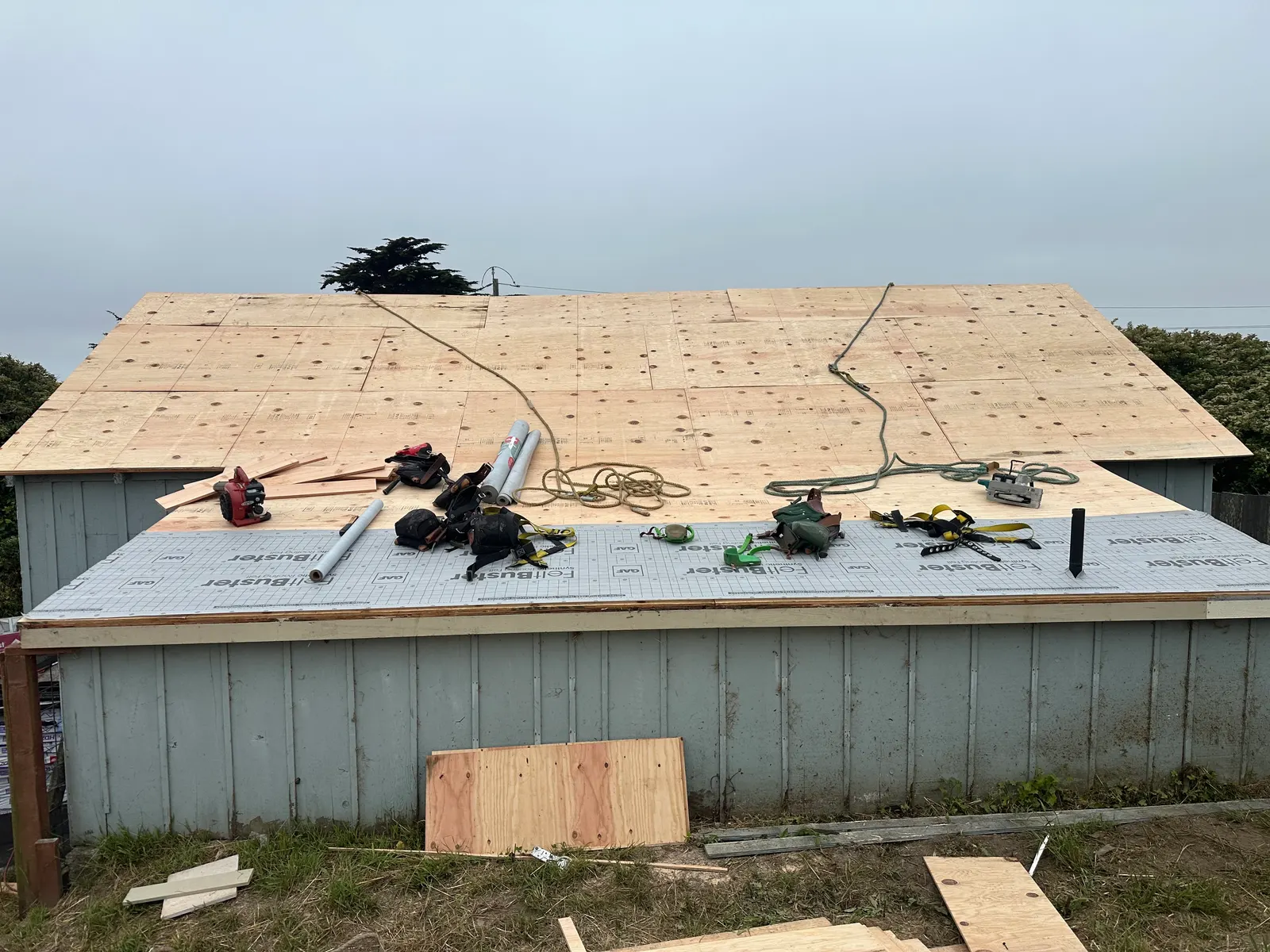 Coastal home re-deck with new plywood sheathing